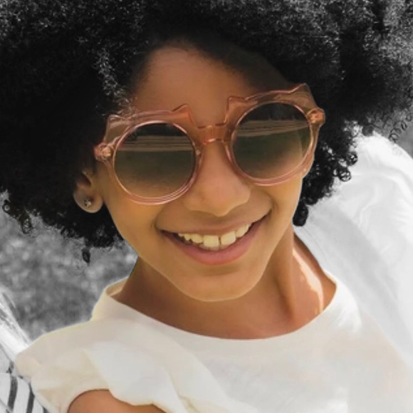 DIFF Lucky Cat Sunglasses Rose Crystal Frame Grey Lenses Kids Sunnies NWT - Picture 6 of 10